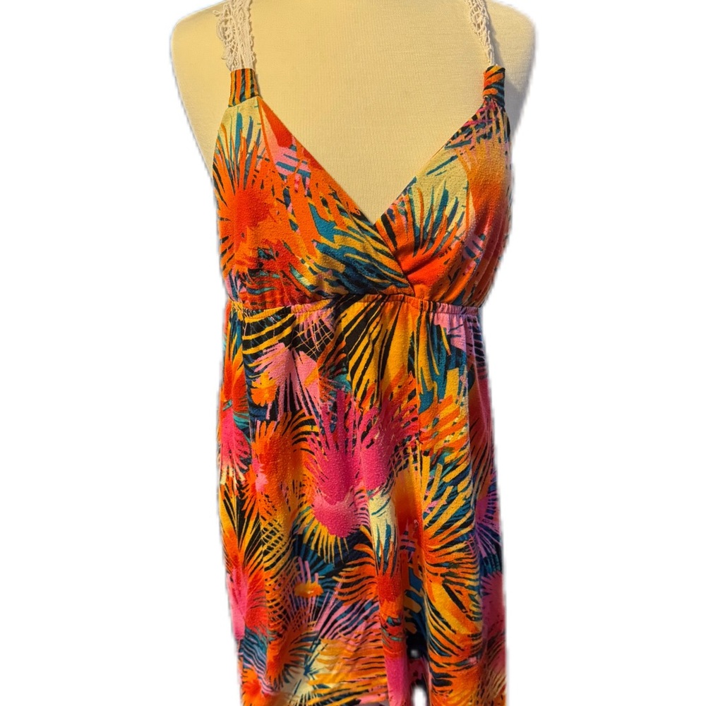 No Boundaries Colorful Palm Print Mini Dress